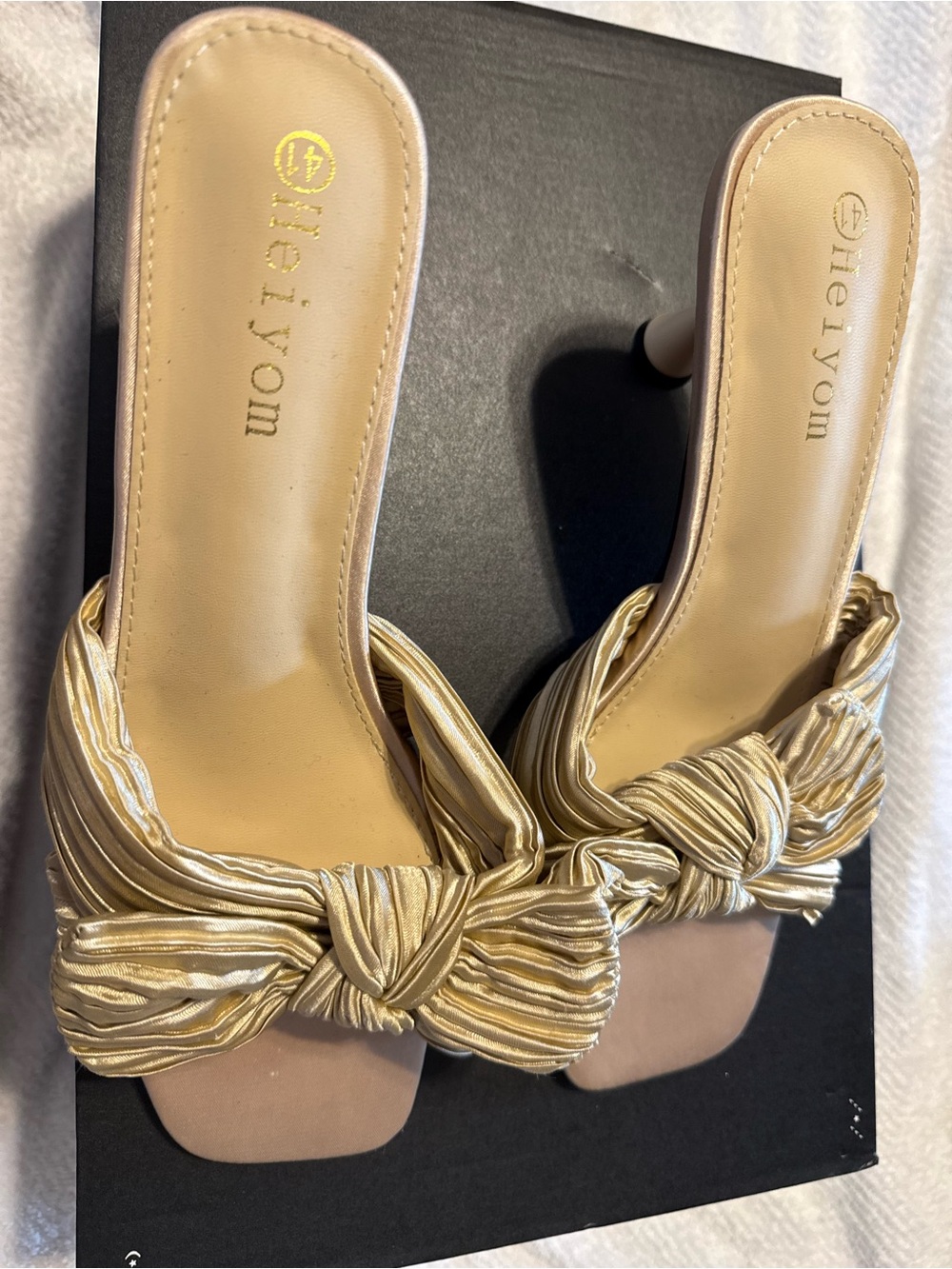 Gold Knot Slide Sandals for Women